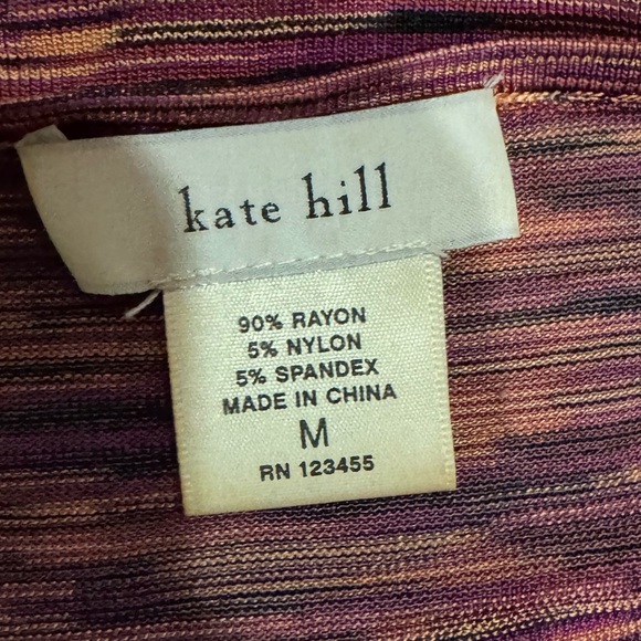 Kate Hill very slick Purple and Pink Drape Neck Blouse quarter sleeve size M - Picture 6 of 11